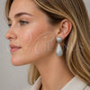 Rhodium Gold Filled Dangle Earring, Teardrop and Ball Design, with White Cubic Zirconia, Polished, Rhodium Finish, 02.436.0056.1