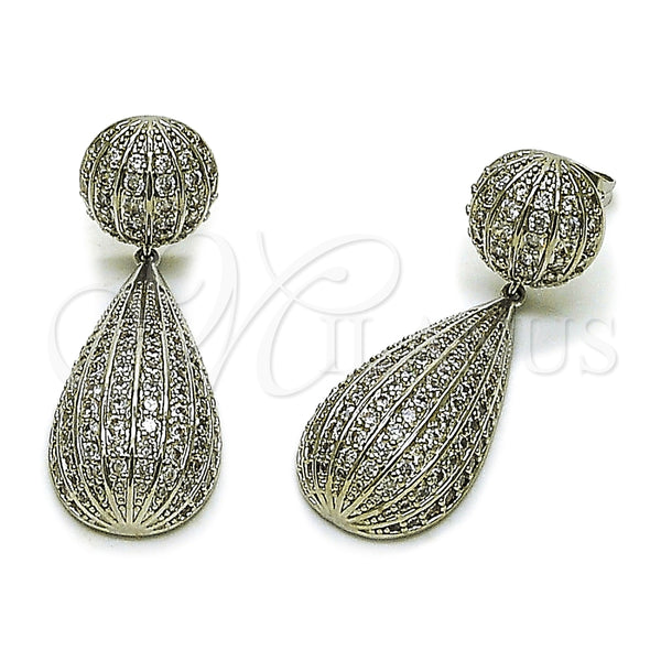 White Gold Filled Ring — Dangle Earring Teardrop and Ball Design with White — main product view — SKU 165270 | Oro Laminado Blanco anillo — Dangle Earring Teardrop and Ball diseño with blanco — SKU 165270