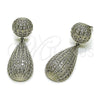 Rhodium Gold Filled Dangle Earring, Teardrop and Ball Design, with White Cubic Zirconia, Polished, Rhodium Finish, 02.436.0056.1