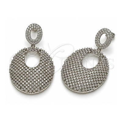White Gold Filled Dangle Earring, with White Cubic Zirconia, Polished, Rhodium Finish, 02.436.0057.1