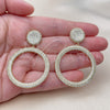 Oro Laminado Dangle Earring, Gold Filled Style with White Micro Pave, Polished, Golden Finish, 02.436.0058
