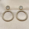 Oro Laminado Dangle Earring, Gold Filled Style with White Micro Pave, Polished, Golden Finish, 02.436.0058