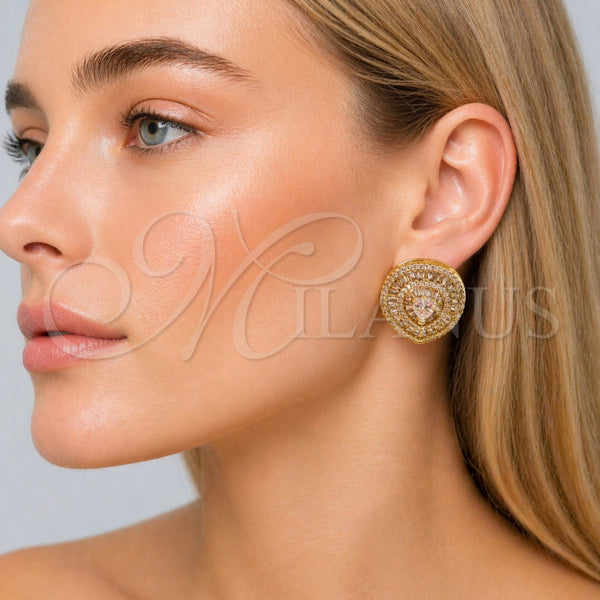 Gold Filled Ring — Stud Earring Heart and Baguette Design with White — alternate product view — SKU 165275 | Oro Laminado anillo — Stud Earring corazón and Baguette diseño with blanco — SKU 165275