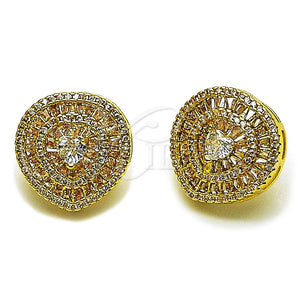 Gold Filled Ring — Stud Earring Heart and Baguette Design with White — main product view — SKU 165275 | Oro Laminado anillo — Stud Earring corazón and Baguette diseño with blanco — SKU 165275