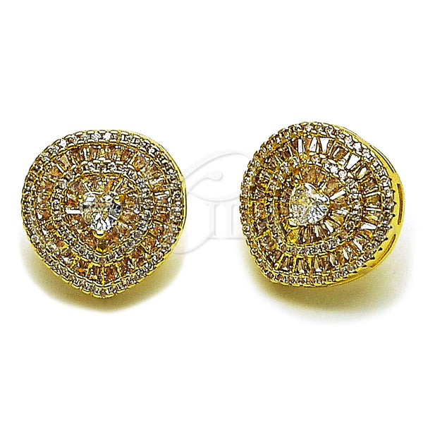 Gold Filled Ring — Stud Earring Heart and Baguette Design with White — main product view — SKU 165275 | Oro Laminado anillo — Stud Earring corazón and Baguette diseño with blanco — SKU 165275