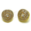 Oro Laminado Stud Earring, Gold Filled Style Heart and Baguette Design, with White Cubic Zirconia and White Micro Pave, Polished, Golden Finish, 02.465.0001