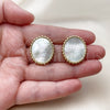 Oro Laminado Stud Earring, Gold Filled Style with Ivory Mother of Pearl, Polished, Golden Finish, 02.465.0002