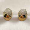 Oro Laminado Stud Earring, Gold Filled Style with White Micro Pave, Polished, Golden Finish, 02.465.0003