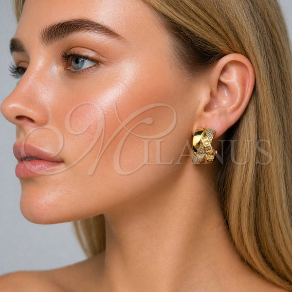 Gold Filled Ring — Stud Earring Love and Twist Design with White — alternate product view — SKU 165278 | Oro Laminado anillo — Stud Earring Love and Twist diseño with blanco — SKU 165278