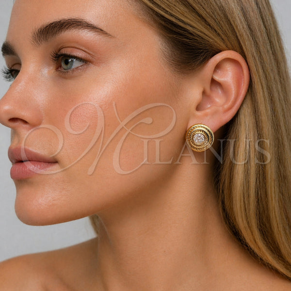 Gold Filled Ring — Stud Earring Twist Design with White Cubic Zirconia — alternate product view — SKU 165279 | Oro Laminado anillo — Stud Earring Twist diseño with blanco Cubic Zirconia — SKU 165279