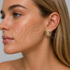 Oro Laminado Stud Earring, Gold Filled Style Twist Design, with White Cubic Zirconia, Polished, Golden Finish, 02.465.0005