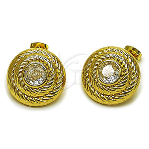 Gold Filled Ring — Stud Earring Twist Design with White Cubic Zirconia — main product view — SKU 165279 | Oro Laminado anillo — Stud Earring Twist diseño with blanco Cubic Zirconia — SKU 165279