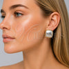 Oro Laminado Stud Earring, Gold Filled Style with Ivory Pearl, Polished, Golden Finish, 02.465.0007