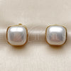 Oro Laminado Stud Earring, Gold Filled Style with Ivory Pearl, Polished, Golden Finish, 02.465.0008