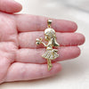 Oro Laminado Fancy Pendant, Gold Filled Style Little Girl Design, with White Cubic Zirconia, Polished, Golden Finish, 05.465.0001