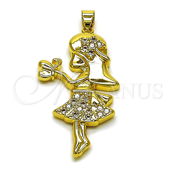Gold Filled Pendant — Fancy Pendant Little Girl Design with White Cubic — main product view — SKU 165283 | Oro Laminado dije — elegante Pendant Little Girl diseño with blanco Cubic — SKU 165283