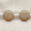 Oro Laminado Stud Earring, Gold Filled Style with White Micro Pave, Polished, Golden Finish, 02.465.0009