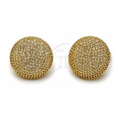 Oro Laminado Stud Earring, Gold Filled Style with White Micro Pave, Polished, Golden Finish, 02.465.0009