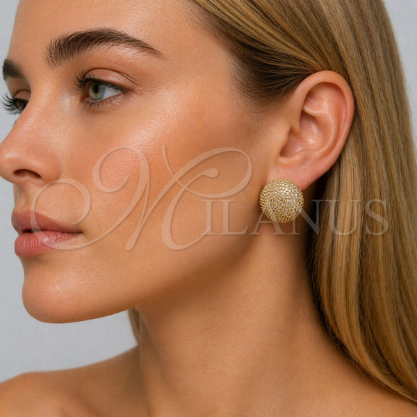 Gold Filled Ring — Stud Earring with White Micro Pave Polished 02. — main product view — SKU 165284 | Oro Laminado anillo — Stud Earring with blanco Micro Pave pulido 02. — SKU 165284