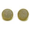 Oro Laminado Stud Earring, Gold Filled Style with White Micro Pave, Polished, Golden Finish, 02.465.0009