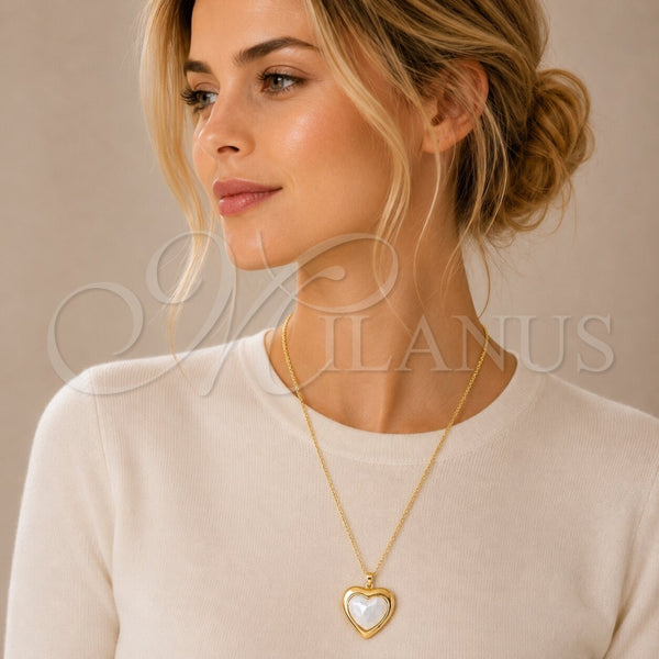 Gold Filled Pendant — Fancy Pendant Heart Design with Ivory Pearl Polished — alternate product view — SKU 165286 | Oro Laminado dije — elegante Pendant corazón diseño with Ivory Pearl pulido — SKU 165286