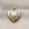 Oro Laminado Fancy Pendant, Gold Filled Style Heart Design, with Ivory Pearl, Polished, Golden Finish, 05.465.0003