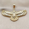Oro Laminado Fancy Pendant, Gold Filled Style Eagle Design, Diamond Cutting Finish, Golden Finish, 05.465.0007
