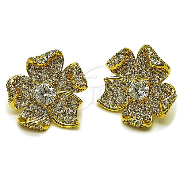 Gold Filled Ring — Stud Earring Flower Design with White Cubic Zirconia — main product view — SKU 165293 | Oro Laminado anillo — Stud Earring flor diseño with blanco Cubic Zirconia — SKU 165293