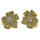 Oro Laminado Stud Earring, Gold Filled Style Flower Design, with White Cubic Zirconia, Polished, Golden Finish, 02.465.0011