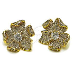 Gold Filled Ring — Stud Earring Flower Design with White Cubic Zirconia — main product view — SKU 165293 | Oro Laminado anillo — Stud Earring flor diseño with blanco Cubic Zirconia — SKU 165293
