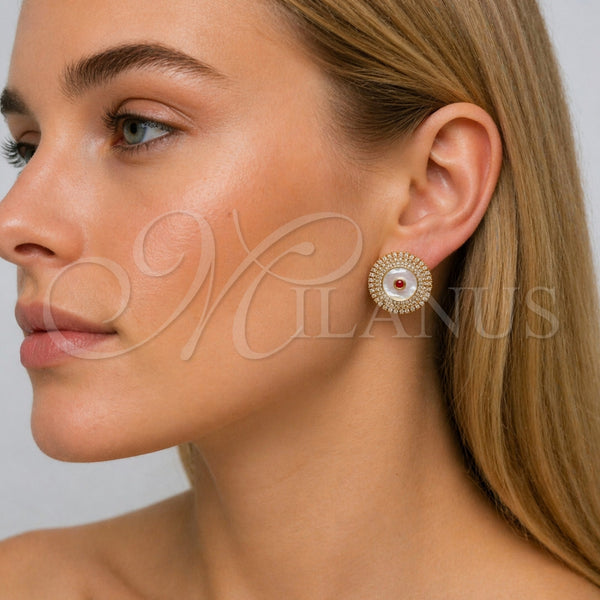 Gold Filled Ring — Stud Earring Cluster Design with Ivory Mother of — alternate product view — SKU 165294 | Oro Laminado anillo — Stud Earring Cluster diseño with Ivory Mother of — SKU 165294