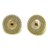Oro Laminado Stud Earring, Gold Filled Style Cluster Design, with Ivory Mother of Pearl and White Cubic Zirconia, Polished, Golden Finish, 02.465.0012