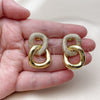 Oro Laminado Stud Earring, Gold Filled Style with White Cubic Zirconia, Polished, Golden Finish, 02.465.0013