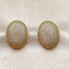 Oro Laminado Stud Earring, Gold Filled Style with White Cubic Zirconia, Polished, Golden Finish, 02.465.0015