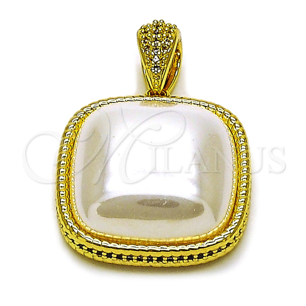 Gold Filled Pendant — Fancy Pendant with Ivory Pearl and White Micro — main product view — SKU 165299 | Oro Laminado dije — elegante Pendant with Ivory Pearl and blanco Micro — SKU 165299