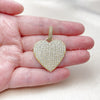 Oro Laminado Fancy Pendant, Gold Filled Style Heart Design, with White Cubic Zirconia, Polished, Golden Finish, 05.465.0011