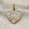 Oro Laminado Fancy Pendant, Gold Filled Style Heart Design, with White Cubic Zirconia, Polished, Golden Finish, 05.465.0011