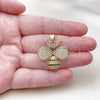 Oro Laminado Fancy Pendant, Gold Filled Style Bee Design, with White and Black Cubic Zirconia, Polished, Golden Finish, 05.465.0012