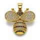 Oro Laminado Fancy Pendant, Gold Filled Style Bee Design, with White and Black Cubic Zirconia, Polished, Golden Finish, 05.465.0012