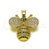 Oro Laminado Fancy Pendant, Gold Filled Style Bee Design, with White and Black Cubic Zirconia, Polished, Golden Finish, 05.465.0012