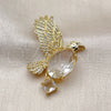 Oro Laminado Fancy Pendant, Gold Filled Style Eagle Design, with White Cubic Zirconia and White Micro Pave, Polished, Golden Finish, 05.465.0013