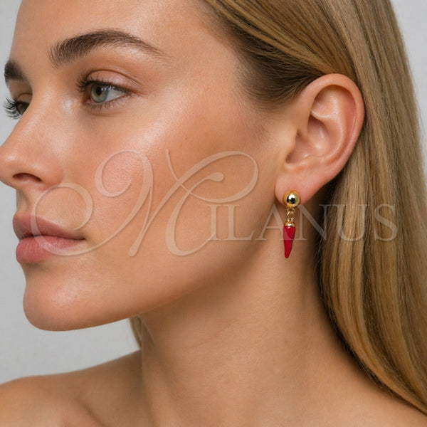 Gold Filled Ring — Dangle Earring Chili Design Red Enamel 02. — alternate product view — SKU 165304 | Oro Laminado anillo — Dangle Earring Chili diseño Red Enamel 02. — SKU 165304