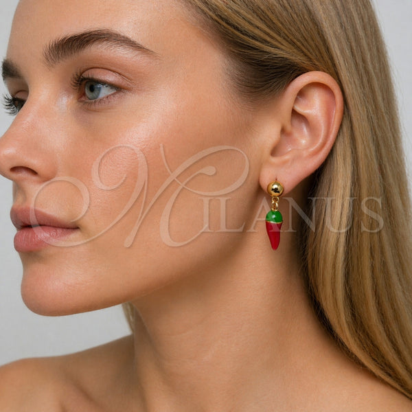 Gold Filled Ring — Dangle Earring Chili Design Red Enamel 02. — alternate product view — SKU 165305 | Oro Laminado anillo — Dangle Earring Chili diseño Red Enamel 02. — SKU 165305