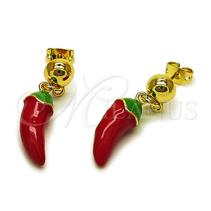 Gold Filled Ring — Dangle Earring Chili Design Red Enamel 02. — main product view — SKU 165305 | Oro Laminado anillo — Dangle Earring Chili diseño Red Enamel 02. — SKU 165305