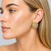 Oro Laminado Stud Earring, Gold Filled Style Cluster and Miami Cuban Design, with White Cubic Zirconia, Polished, Golden Finish, 02.465.0018