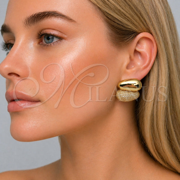 Gold Filled Ring — Stud Earring Teardrop Design with White Cubic Zirconia — alternate product view — SKU 165308 | Oro Laminado anillo — Stud Earring Teardrop diseño with blanco Cubic Zirconia — SKU 165308