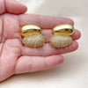 Oro Laminado Stud Earring, Gold Filled Style Teardrop Design, with White Cubic Zirconia, Polished, Golden Finish, 02.465.0019