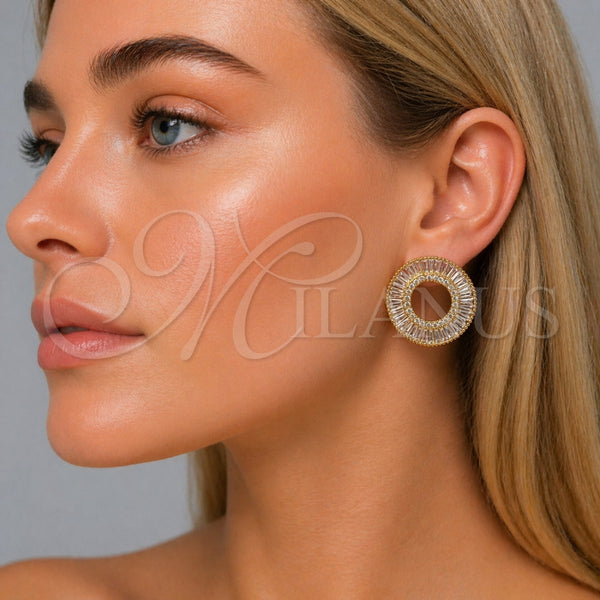 Gold Filled Ring — Stud Earring Baguette Design with White Cubic Zirconia — alternate product view — SKU 165311 | Oro Laminado anillo — Stud Earring Baguette diseño with blanco Cubic Zirconia — SKU 165311