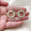 Oro Laminado Stud Earring, Gold Filled Style Baguette Design, with White Cubic Zirconia, Polished, Golden Finish, 02.465.0022