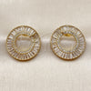 Oro Laminado Stud Earring, Gold Filled Style Baguette Design, with White Cubic Zirconia, Polished, Golden Finish, 02.465.0022